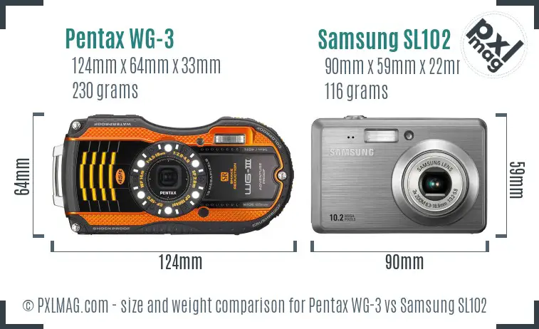 Pentax WG-3 vs Samsung SL102 size comparison
