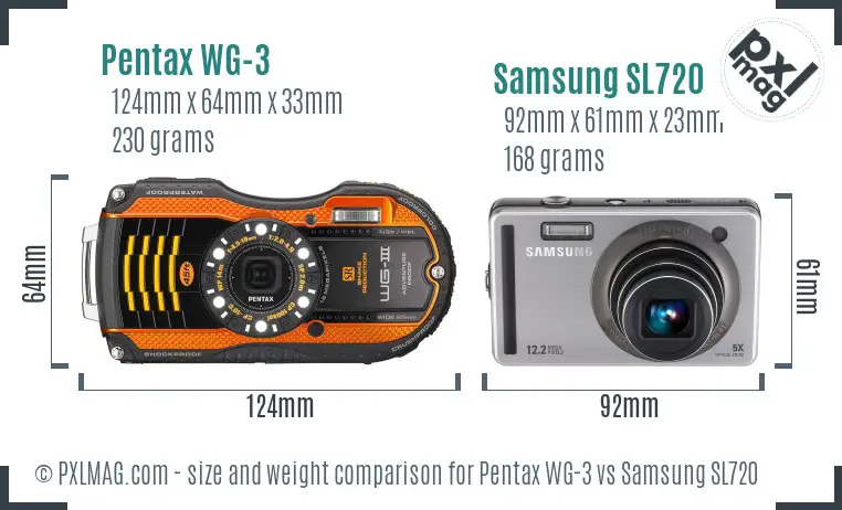 Pentax WG-3 vs Samsung SL720 size comparison