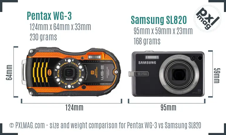 Pentax WG-3 vs Samsung SL820 size comparison