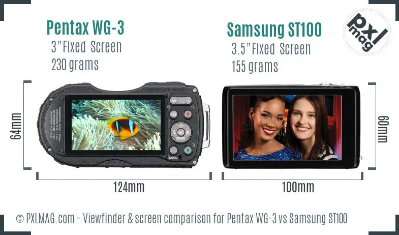 Pentax WG-3 vs Samsung ST100 Screen and Viewfinder comparison