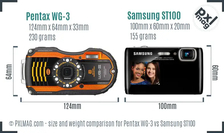 Pentax WG-3 vs Samsung ST100 size comparison