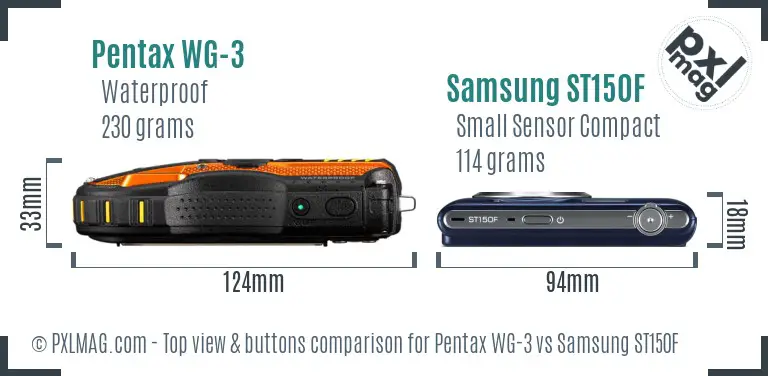 Pentax WG-3 vs Samsung ST150F top view buttons comparison