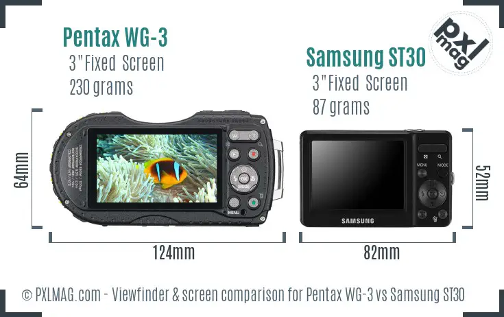 Pentax WG-3 vs Samsung ST30 Screen and Viewfinder comparison