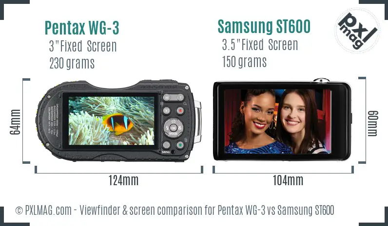 Pentax WG-3 vs Samsung ST600 Screen and Viewfinder comparison