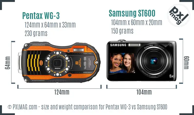 Pentax WG-3 vs Samsung ST600 size comparison