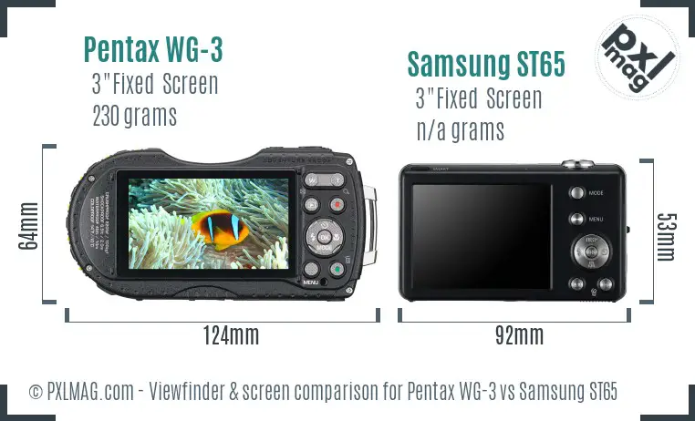 Pentax WG-3 vs Samsung ST65 Screen and Viewfinder comparison