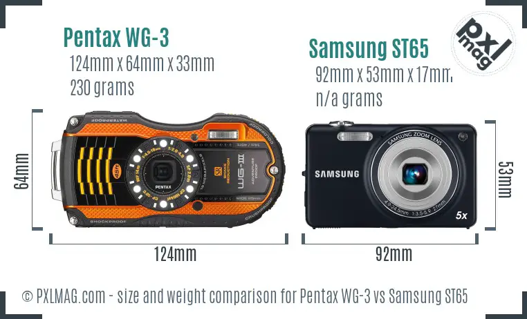Pentax WG-3 vs Samsung ST65 size comparison Pentax WG-3 vs Samsung ST65 size comparison
