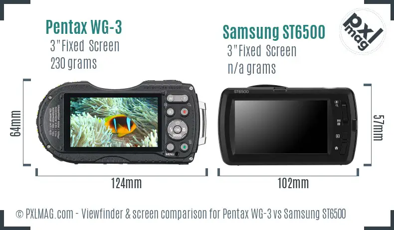 Pentax WG-3 vs Samsung ST6500 Screen and Viewfinder comparison