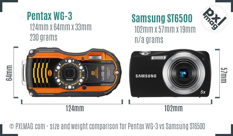 Pentax WG-3 vs Samsung ST6500 size comparison