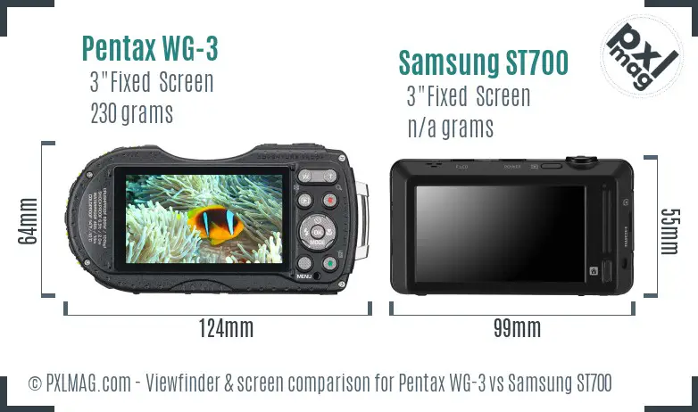 Pentax WG-3 vs Samsung ST700 Screen and Viewfinder comparison