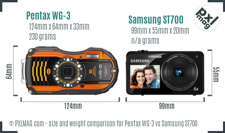 Pentax WG-3 vs Samsung ST700 size comparison