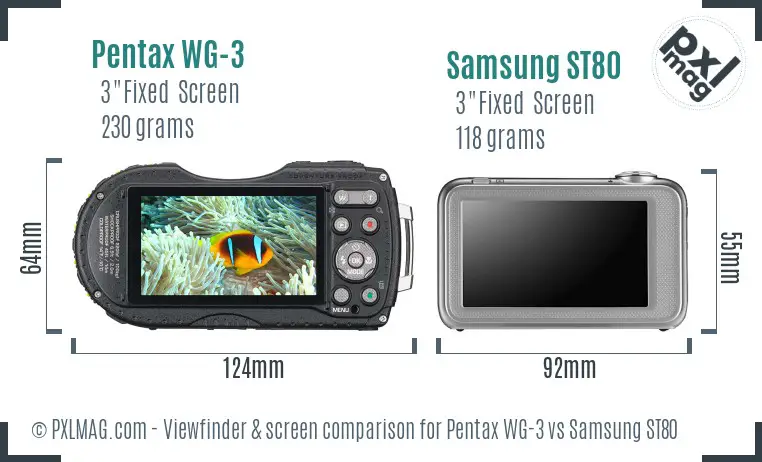 Pentax WG-3 vs Samsung ST80 Screen and Viewfinder comparison