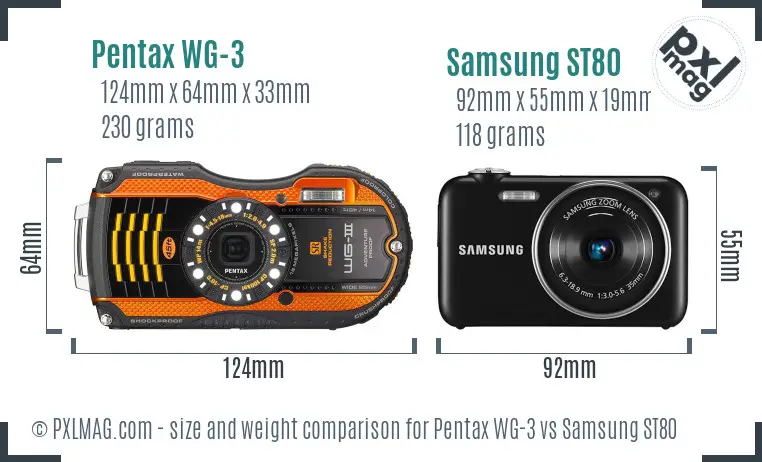 Pentax WG-3 vs Samsung ST80 size comparison