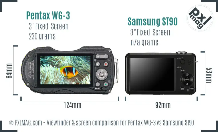 Pentax WG-3 vs Samsung ST90 Screen and Viewfinder comparison