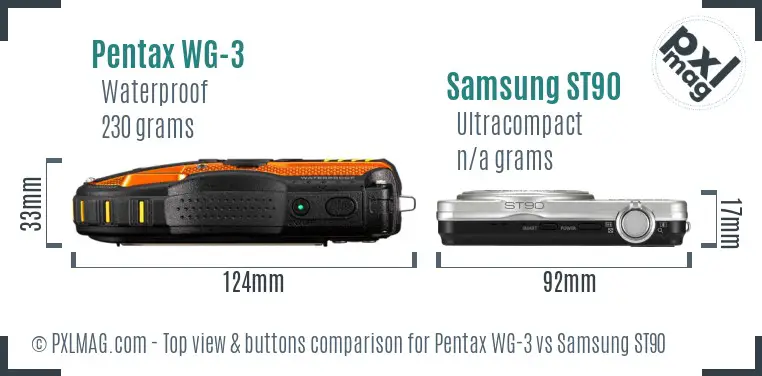Pentax WG-3 vs Samsung ST90 top view buttons comparison