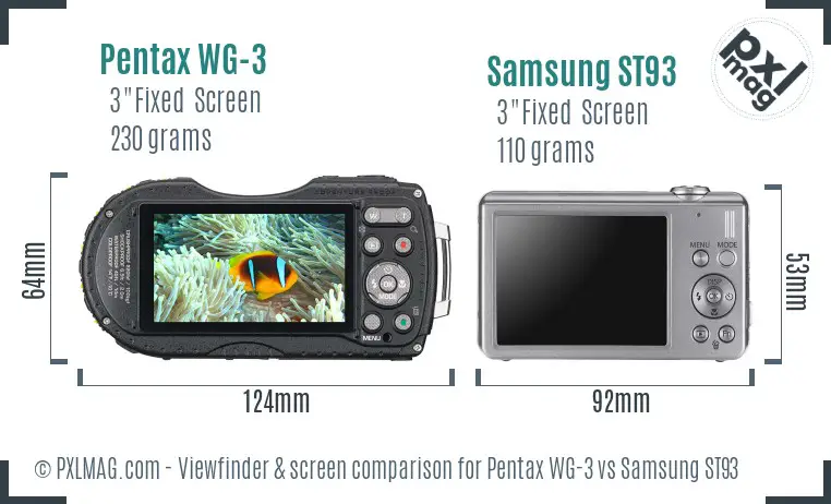 Pentax WG-3 vs Samsung ST93 Screen and Viewfinder comparison
