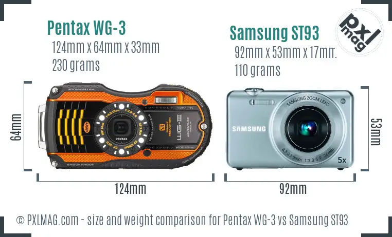 Pentax WG-3 vs Samsung ST93 size comparison