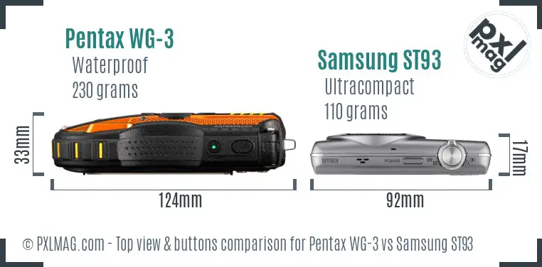 Pentax WG-3 vs Samsung ST93 top view buttons comparison
