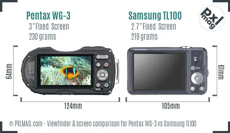 Pentax WG-3 vs Samsung TL100 Screen and Viewfinder comparison