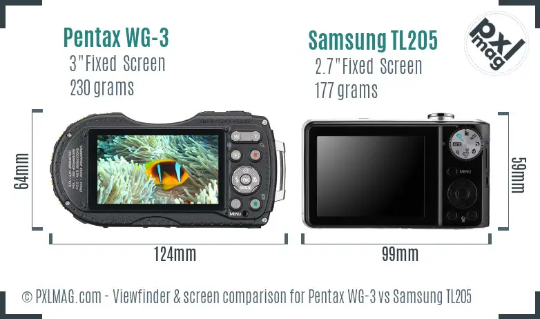 Pentax WG-3 vs Samsung TL205 Screen and Viewfinder comparison