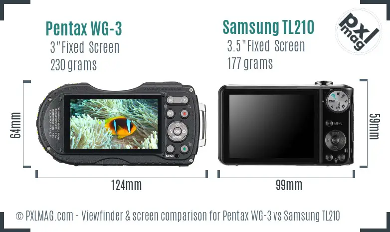 Pentax WG-3 vs Samsung TL210 Screen and Viewfinder comparison Pentax WG-3 vs Samsung TL210 Screen and Viewfinder comparison