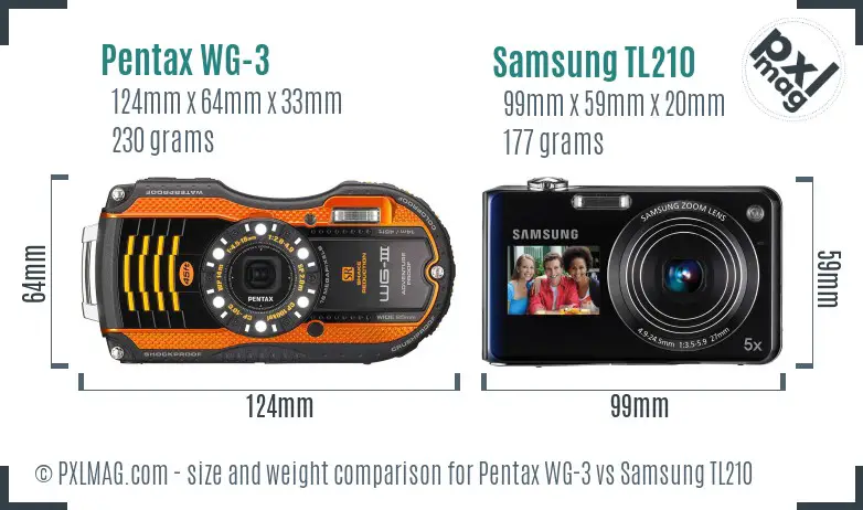 Pentax WG-3 vs Samsung TL210 size comparison Pentax WG-3 vs Samsung TL210 size comparison