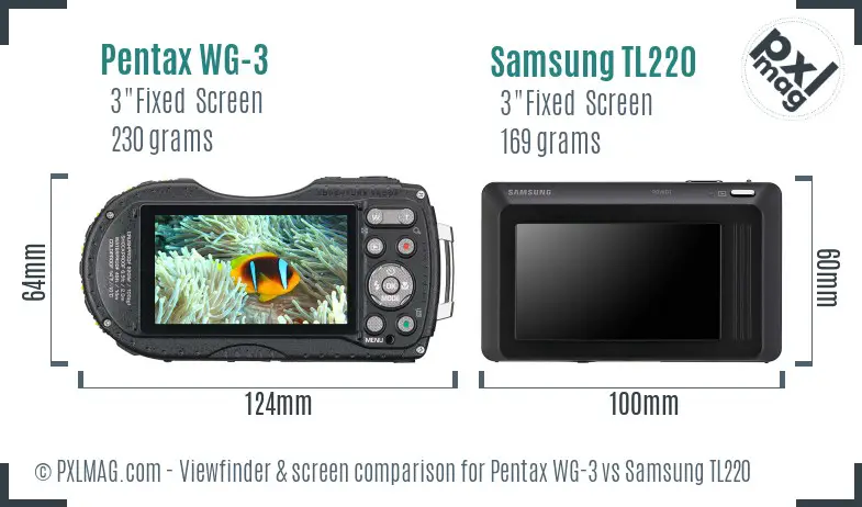 Pentax WG-3 vs Samsung TL220 Screen and Viewfinder comparison