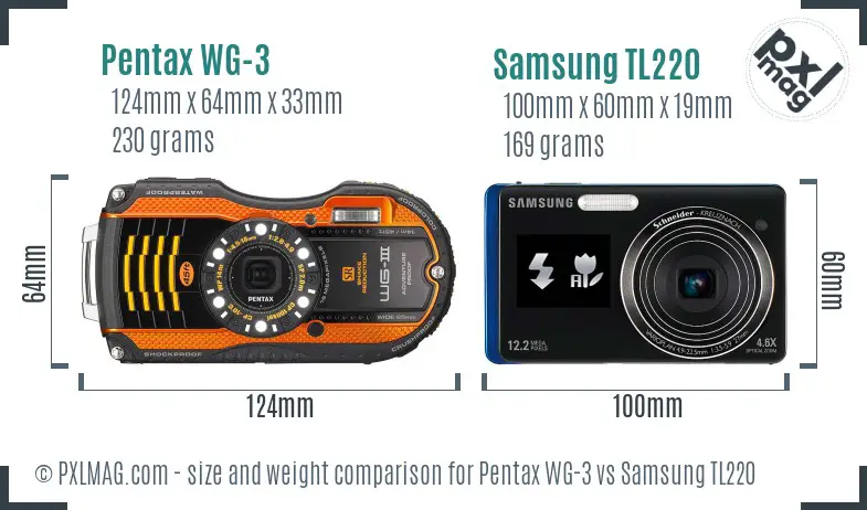 Pentax WG-3 vs Samsung TL220 size comparison