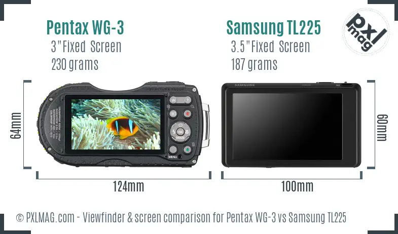 Pentax WG-3 vs Samsung TL225 Screen and Viewfinder comparison