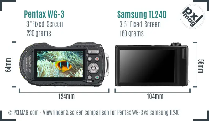 Pentax WG-3 vs Samsung TL240 Screen and Viewfinder comparison