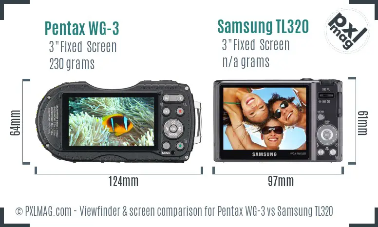 Pentax WG-3 vs Samsung TL320 Screen and Viewfinder comparison