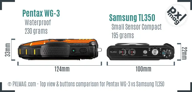 Pentax WG-3 vs Samsung TL350 top view buttons comparison