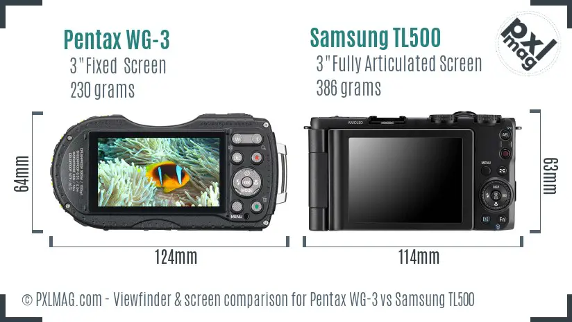 Pentax WG-3 vs Samsung TL500 Screen and Viewfinder comparison