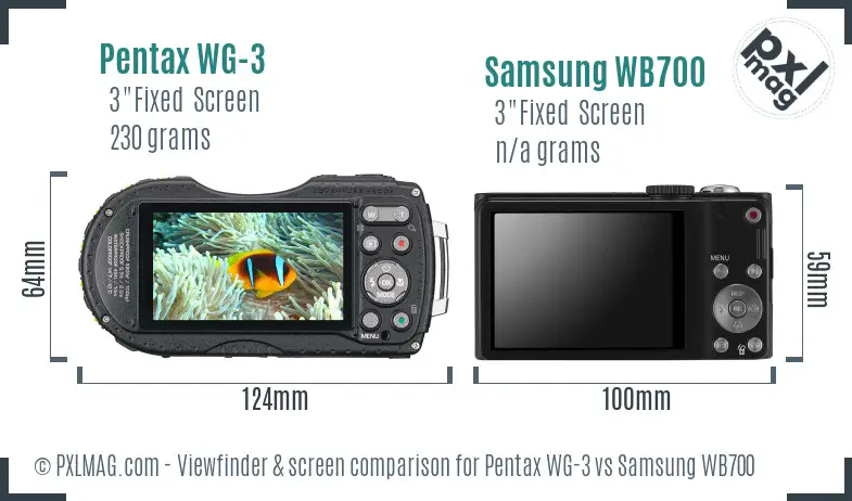 Pentax WG-3 vs Samsung WB700 Screen and Viewfinder comparison