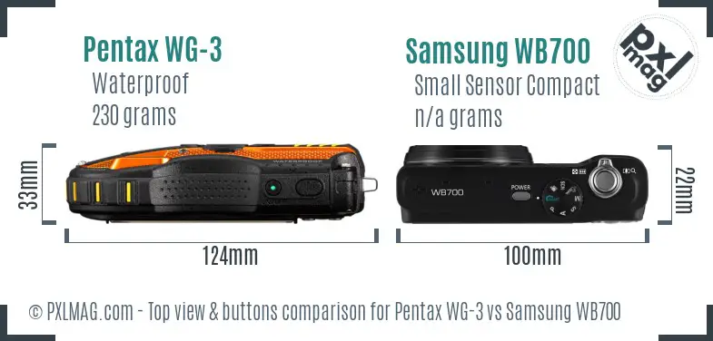 Pentax WG-3 vs Samsung WB700 top view buttons comparison