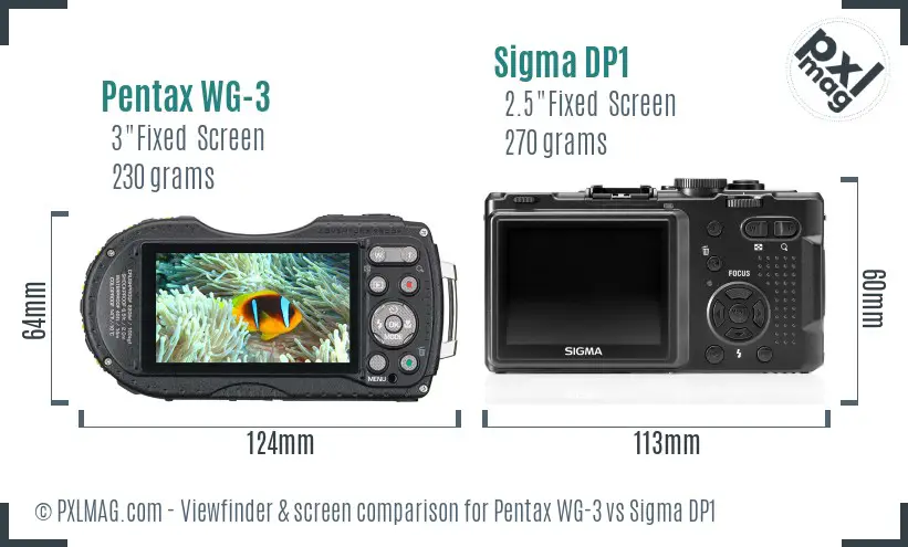 Pentax WG-3 vs Sigma DP1 Screen and Viewfinder comparison