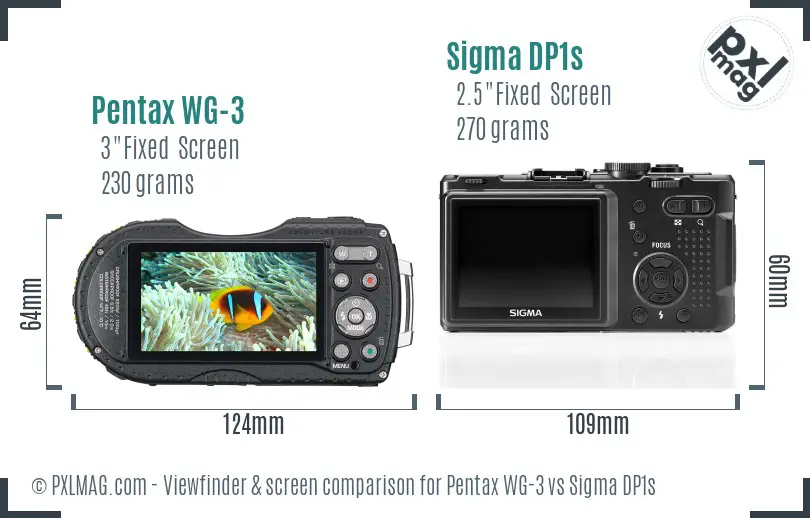 Pentax WG-3 vs Sigma DP1s Screen and Viewfinder comparison