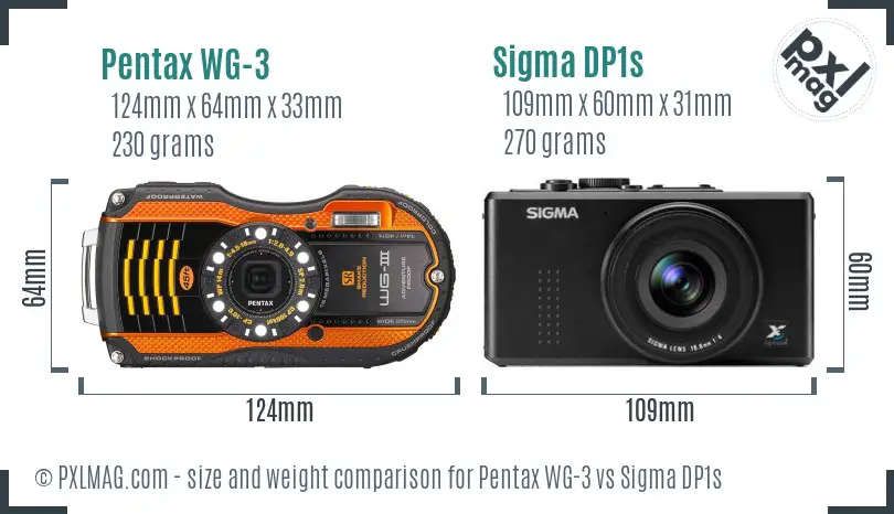 Pentax WG-3 vs Sigma DP1s size comparison
