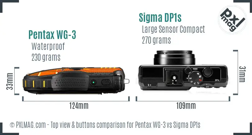 Pentax WG-3 vs Sigma DP1s top view buttons comparison