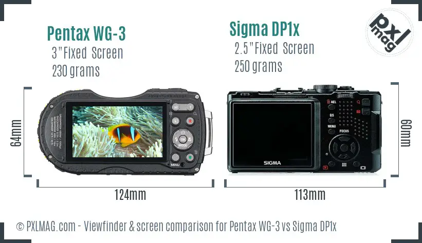 Pentax WG-3 vs Sigma DP1x Screen and Viewfinder comparison