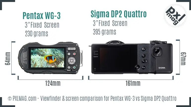Pentax WG-3 vs Sigma DP2 Quattro Screen and Viewfinder comparison