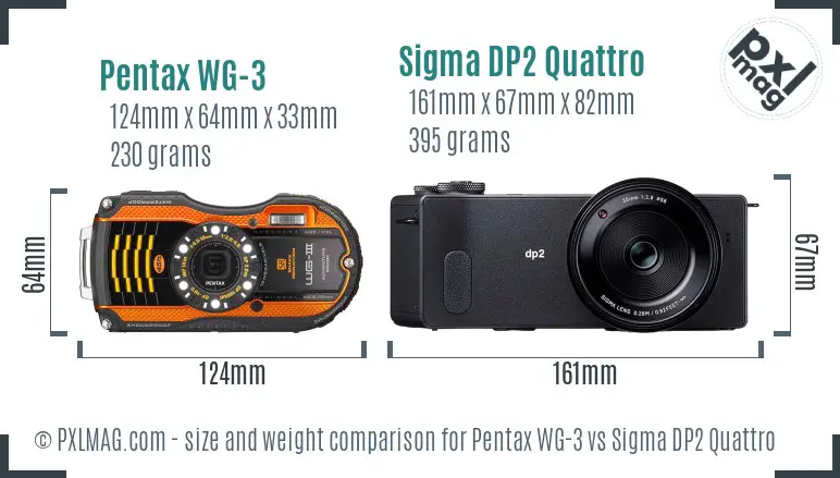 Pentax WG-3 vs Sigma DP2 Quattro size comparison