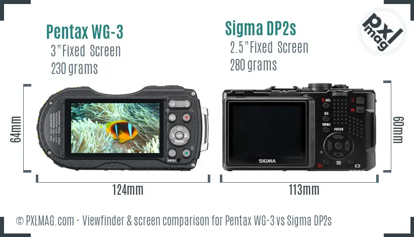 Pentax WG-3 vs Sigma DP2s Screen and Viewfinder comparison