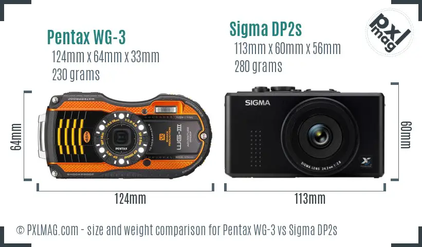 Pentax WG-3 vs Sigma DP2s size comparison
