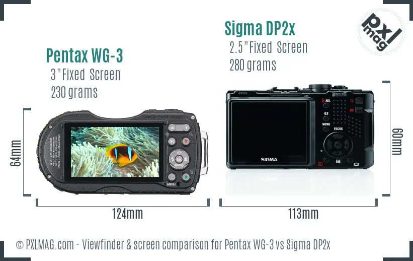 Pentax WG-3 vs Sigma DP2x Screen and Viewfinder comparison