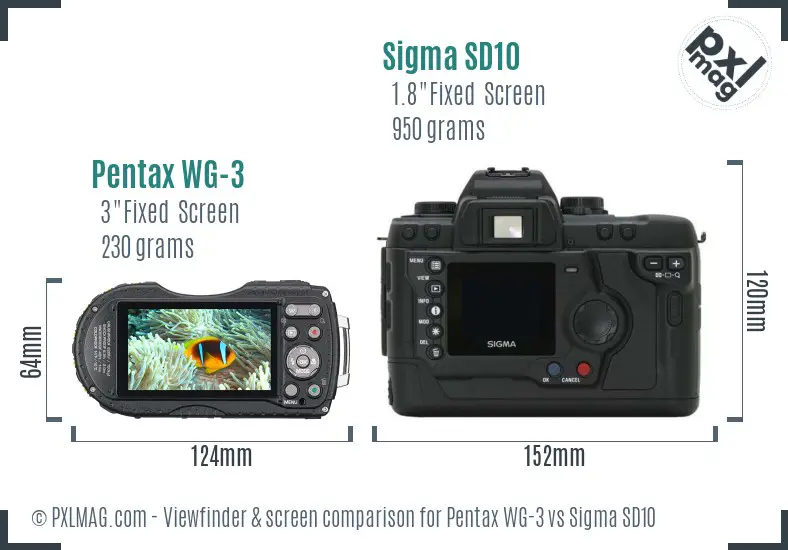 Pentax WG-3 vs Sigma SD10 Screen and Viewfinder comparison