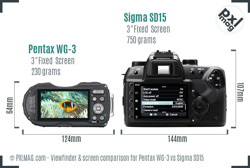 Pentax WG-3 vs Sigma SD15 Screen and Viewfinder comparison