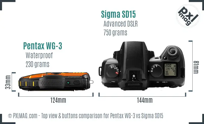 Pentax WG-3 vs Sigma SD15 top view buttons comparison