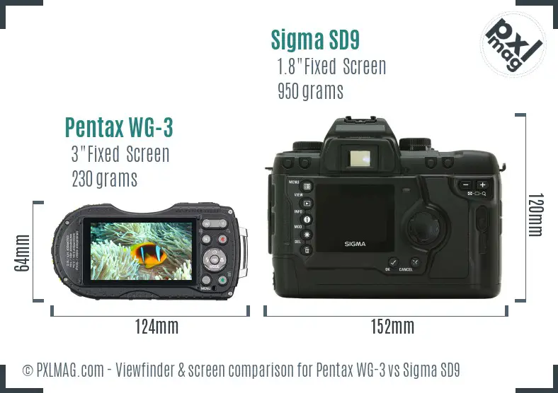 Pentax WG-3 vs Sigma SD9 Screen and Viewfinder comparison