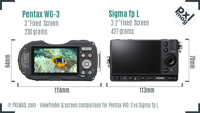 Pentax WG-3 vs Sigma fp L Screen and Viewfinder comparison